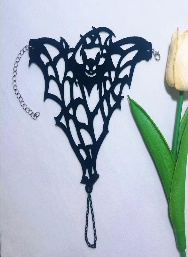 Decixde Halloween Bracelets for Women Black Velvet Bracelet with Finger Ring Gothic Spider Bat Spider Web Finger Ring Bracelet Halloween Jewelry for Women (bat) - Image 5